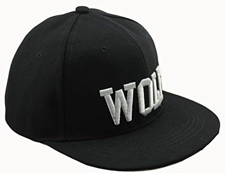 HKESEN Unisex Adult Adjustable Snapback Hats Caps Flat Brim Hip-hop Baseball Hat(WOLF Black)