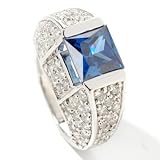 Sterling Silver / Platinum White & Tanzanite Colored Brilliante Ring
