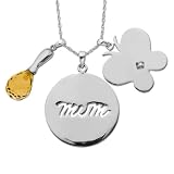 14k White or Yellow Gold Mom Diamond and Citrine Pendant