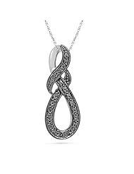 Sterling Silver Black Round Diamond Twisted Fashion Pendant (0.005 Cttw)
