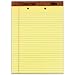 TOPS 7531 Letr-Trim Perf-Top Legal Pad, 2-Hole/Top, Letter, Canary, 50 Sheets/pad, Dozen