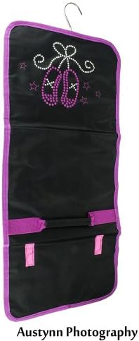 Jewelry Coupons Makeup Travel Case Black and Pink Ballet Dancer Roll-up Hair Product Airplane Carry-on Zipper 26 Pocket