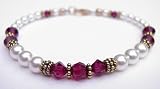 July RUBY Gold Filled Birthstone Swarovski Crystal Beaded Pearl Bracelets