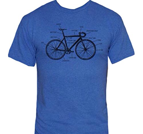 Bike Anatomy T-Shirt-Funny Bicycle Riding shirt-Large-Heather Royal
