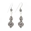 Ornate Thai Hill Tribe Sterling Silver Bead Dangle Earrings, #7494