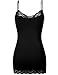 Oversize Plus Size Spaghetti Strap Lace Trim Slim Fit Cami Tops Black 1XL