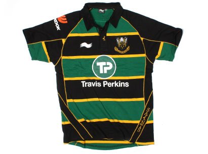 Northampton Saints 2011/12 Home S/S Replica Rugby Shirt Green/Black/Gold - size XXL