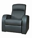 Theater Recliner in Black Leather Like Vinyl