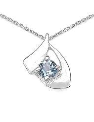 0.10 Carat Genuine Citrine Sterling Silver Pendant Necklace. 18"