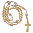Carved Light Brown Color Wooden Rosary Wood with Photographs