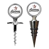 Houston Astros Cork Screw And Wine Bottle Topper Set