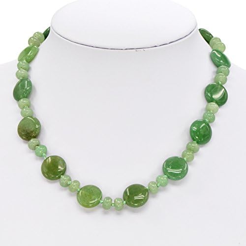 Semi-precious Natural Cion and Flat Bead Green Aventurine Necklace Strand 18"
