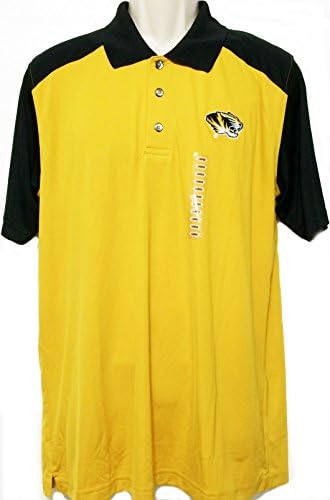 Mizzou Mens Black/Yellow Embroided Polo T-Shirt - XXL