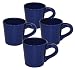 Chantal Ceramic 12 Ounce Short & Stout Mug Set of 4, Semi Gloss Blue