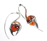 41iPfe%2BQaUL. SL160  Sterling Silver and Baltic Sea Cognac Amber Earrings