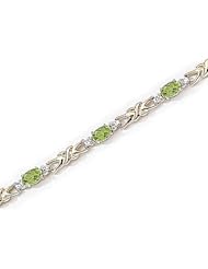 14kt Yellow Gold Oval Peridot and Diamond Bracelet