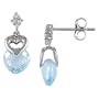 Blue Topaz and Diamond Accent Heart Earrings in 10k White Gold