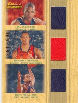 2007 Topps Trademark Authentic Al Horford, Brandan Wright & Sean Williams Rookie Triple Game-Worn Jersey Card