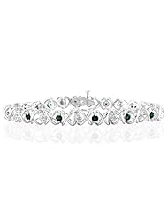 1.50 Carat TW Emerald and Diamond X Bracelet 10K White Gold