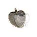 Antiqued Silver Plated Heart Bezel With Glass Heart Cabochon 25mm - Pendant Kit