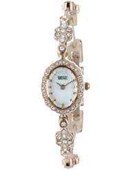 Badgley Mischka Womens BA/1260WMGB Swarovski Crystal Accented Gold-Tone Bracelet Watch