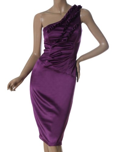 Ever Pretty One Shoulder Flower Ruffles Padded Satin Sexy Short Club Dress 03338
