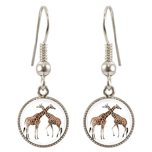 Giraffes Design Silver Plated Earrings in Gift Box