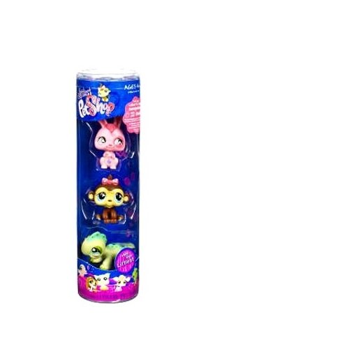 Littlest Pet Shop Spring Tube Pink Bunny, Monkey and Iguana