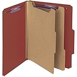 Smead Pressboard Classification File Folder, Fasteners, Dividers, Red, 10-Count (14073)