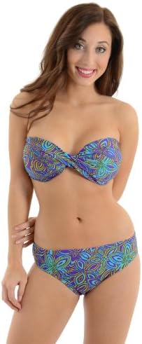 Caribbean Sand Women's 2 Piece Bikini Set Bandeau Swimsuit Bright Print Suit Sizes: Large