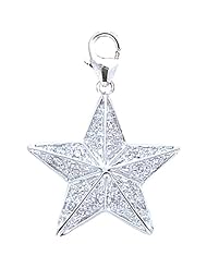 14K White Gold Diamond Star Charm