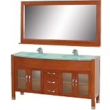 Daytona 63 Double Bathroom Vanity Set Finish: Cherry, Vanity Top Choice: Green Glass with Integral Sink