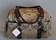 Coach Soho Signature Satchel Purse Bag Khaki / Gold Straps 12680