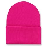 Blank Long Cuff Beanie - Hot Pink
