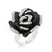 Bling Jewelry Cubic Zirconia Charcoal Black Rose Flower Cocktail Fashion Ring