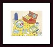 Art Poster Wood Framed Print - Picnic Basket - Artist: Lorraine Cook- Poster Size: 9 X 12