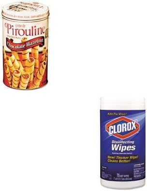 KITCOX01761EAPIR05051 - Value Kit - DE BEUKELAER COPORATION Chocolate Hazelnut Pirouline Rolled Wafers (PIR05051) and Clorox Disinfecting Wipes (COX01761EA)