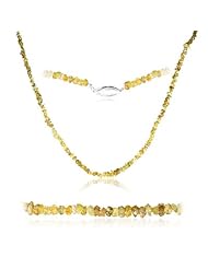 15.00 Cts Untreated Natural Yellow Diamond Organic shaped Beads Strand Necklace in 14K White Gold
