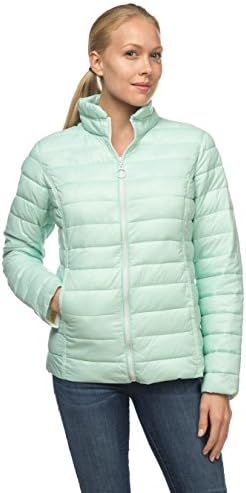 Nuage Sport Ladies White Zip Ultra Light Packable Poly Down Jacket Mint Medium