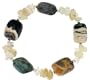 7" Stretch Elastic Nylon Band Bracelet, w/ Sterling Silver Beads, Natural Moss Agate, Jasper & Citrine Stones
