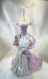 Victorian Party Dress Gown Purple Flower Mannequin Jewelry Stand
