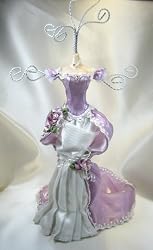 Victorian Party Dress Gown Purple Flower Mannequin Jewelry Stand