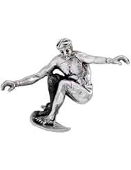 Sterling Silver Surfer Brooch Pin, 1 1/16" (27mm) tall