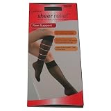 Sheer Relief Firm Support Knee Highs Sizes Medium & Large (Large, Barely Black)