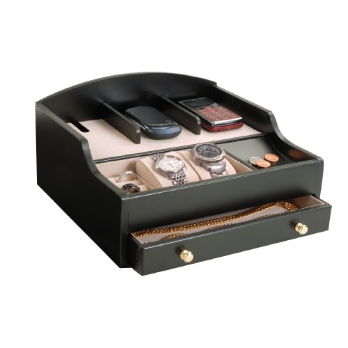 Mele & Co Black Java Charging Valet and Electronics Station Organizer