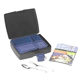 Laptop Lunch Bento Set 2.0 with Black Outer Container, 5-Inner Blue Containers, Utensils and User's Guide