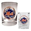 New York Mets Rocks Glass & Square Shot Glass Set - Primary Logo MLB Baseball