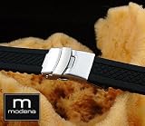 22mm MODENA New Tire Tread Style Italian Rubber Watch Band w/ Deployant / Deployment Buckle / Clasp