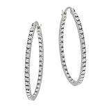 Sterling Silver Diamond-Accent Oval Hoop Earrings