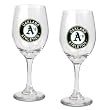 Oakland Athletics 2pc Wine Glass Set - Primary Logo MLB Baseball